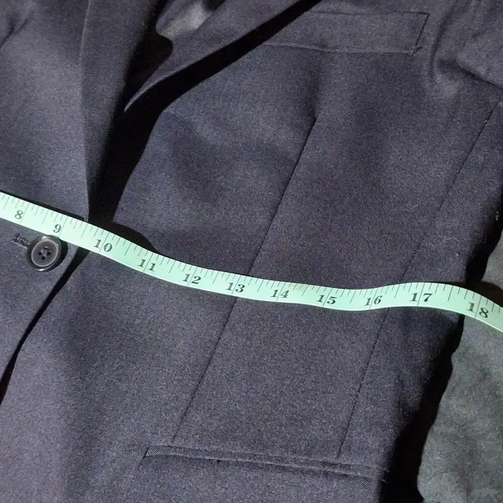 Louis Martin Blazer Jacket Womens Size 4 Navy Blue Wool Blend Dark Academia Prep